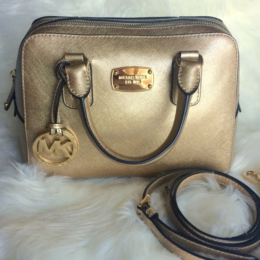 Gold Saffiano Michael Kors Crossbody Satchel